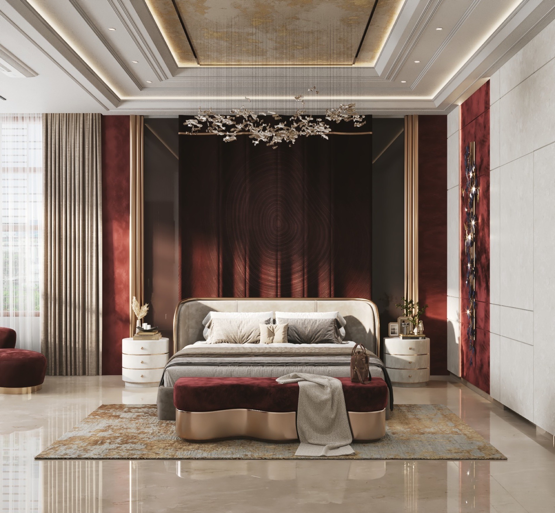 Master Bedroom — The Crimson Suite, Anusha Shetty Designs